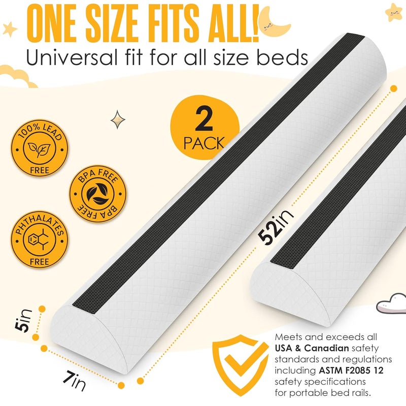 Sleepah Bed Rail for Toddlers (2 Pack) Memory Foam Bumper Guard w Dual Non-Slip Pads (Top & Bottom) Waterproof Washable Soft Removable Cover Safety Noodle for King Queen Full Twin Beds (2) - Image 4